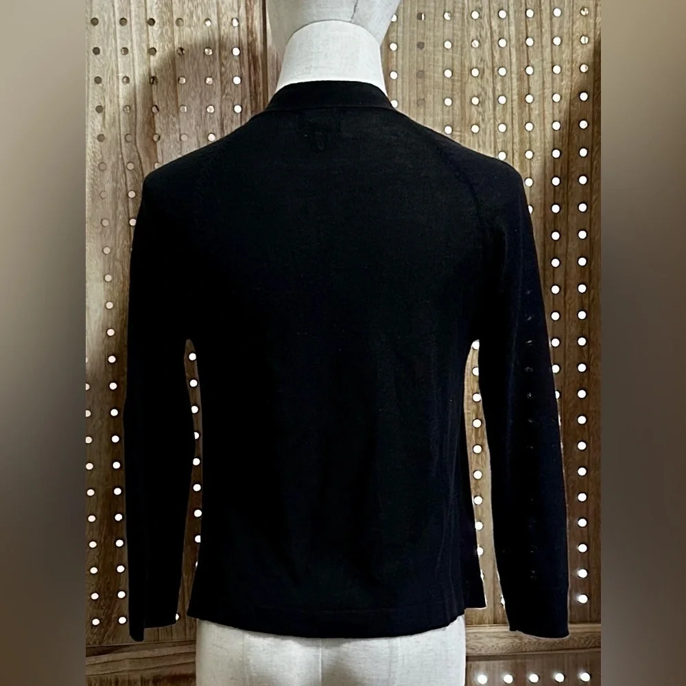 Worthington Black Waterfall Open Cardigan Lightweight Asymmetric 3/4 Sleeve